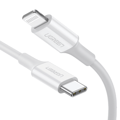 Кабель Ugreen US171 Lightning To Type-C 2.0 Male Cable White 1M, 10493 (10493)