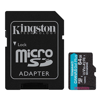 Карта памяти MicroSD, Kingston Canvas Go! 64GB Class 10 (SDCG4/64GB)