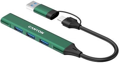 USB-хаб Canyon OnHub 02 4in1 USB-A/C Green (CNS-TDS02GR)