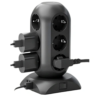 Сетевой фильтр Tessan TPS02-DE, 2м, Black (TPS02-DE BLACK)