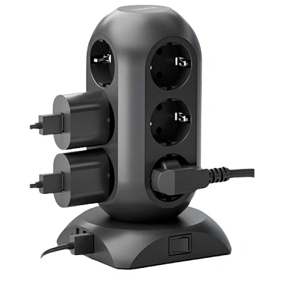 Сетевой фильтр Tessan TPS02-DE, 2м, Black (TPS02-DE BLACK)