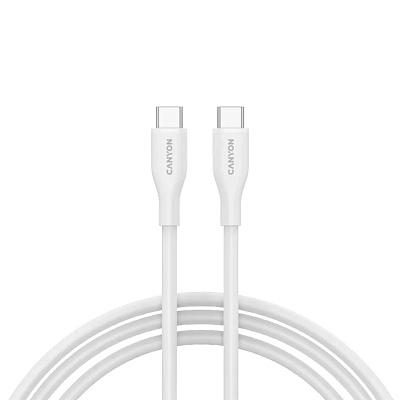 Кабель Canyon USB-C-USB-C, 60W, Silicon 1m, White (CNS-CC60SC10W)