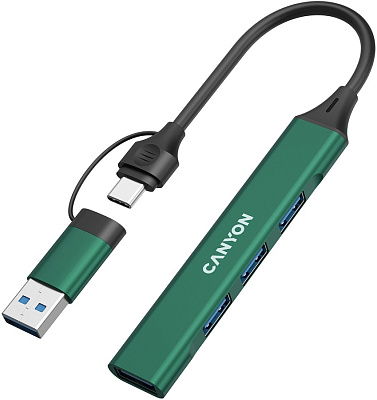 USB-хаб Canyon OnHub 02 4in1 USB-A/C Green (CNS-TDS02GR)