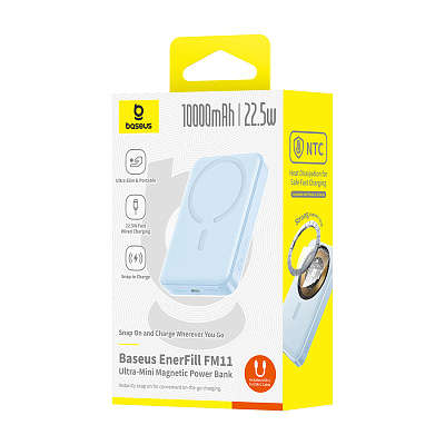 Портативный внешний аккумулятор Baseus EnerFill FM11 Ultra-Mini, 10000mAh 22.5W - Blue (P1008210E313-00)