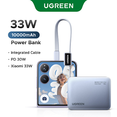 Мобильный аккумулятор UGREEN Power Bank, 10000mAh, 33W, 2С, PB584 (75173B)