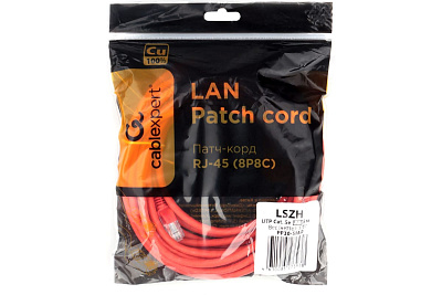 Патч-корд LSZH UTP Cablexpert, кат. 5e, 5м, оранжевый (PP30-5M/O)