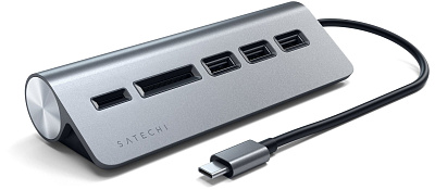 USB хаб Satechi Type-C Aluminum USB 3.0 Hub & Card Reader - Space Gray (ST-TCHCRM)