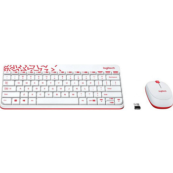 Беспроводная клавиатура + мышь Logitech MK240 White (белый с красным рисунком) (920-008212)