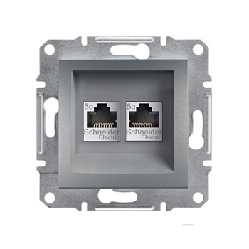Розетка компьютерная двойная SE EPH4400162 Asfora RJ45 кат.5e механизм сталь (EPH4400162)
