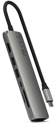 Картридер / USB-хаб Satechi 7-in-1 USB-C Slim Multiport Adapter with Ethernet - Space Grey (ST-P7SM)