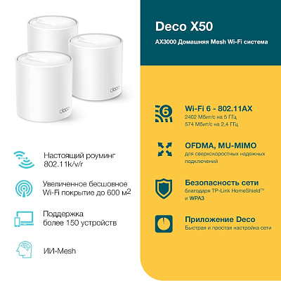 Беспроводная MESH-система TP-Link Deco X50 (DECO X50(3-PACK)V1.0-1.20)