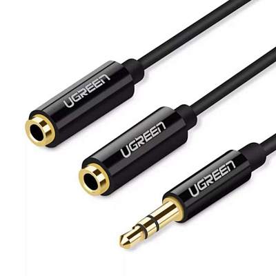 Кабель Ugreen AV134, Audio(m) 3.5mm - 2*Audio(f) 3.5mm сплиттер для наушников (20816)