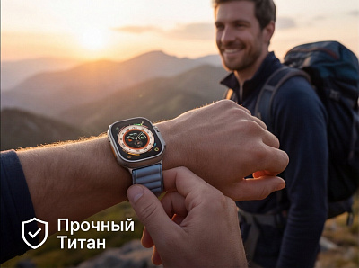 Смарт часы Apple Watch Ultra 3 GPS + Cellular 49mm Natural Titanium Case with Light Blue Alpine Loop - Medium (MEWM4QR/A)