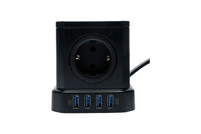 Сетевой фильтр Cablexpert Tower, TWR-5-U4-B-3 черный (TWR-5-U4-B-3)