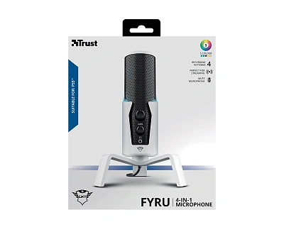 Студийный USB-микрофон Trust GXT 258W Fyru USB 4-in-1 Streaming Microphone PS5 (24257)