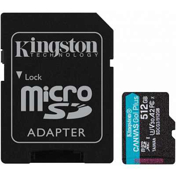 Карта памяти Kingston 512GB microSDXC Canvas Go Plus 170R A2 U3 V30 Card, с адаптером, SDCG3/512GB (SDCG3/512GB)