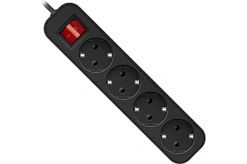 Удлинитель с заземлением Defender G418 Выключатель, 1.8 м, 4 розетки, черный (99337) Удлинитель с заземлением Defender G418 Выключатель, 1.8 м, 4 розетки, черный (99337)