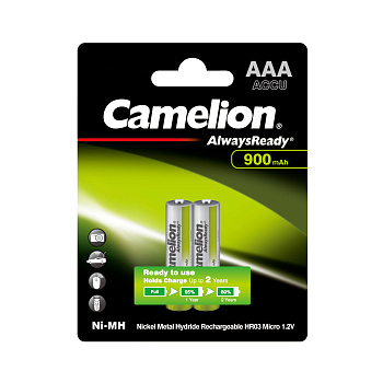 Аккумулятор CAMELION AlwaysReady Rechargeable Ni-MH NH-AAA900ARBP2 2 шт. в блистере (NH-AAA900ARBP2)