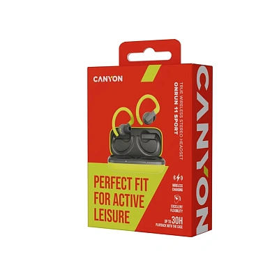 Наушники Canyon headset OnRun 11 Sport, Green (CNS-TWS11GR)