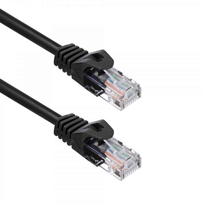 Патч-корд UTP, Кат.5е, 1м, NETLAN, 4 пары,  черный, упак. 10шт (EC-PC4UD55B-BC-PVC-010-BK)