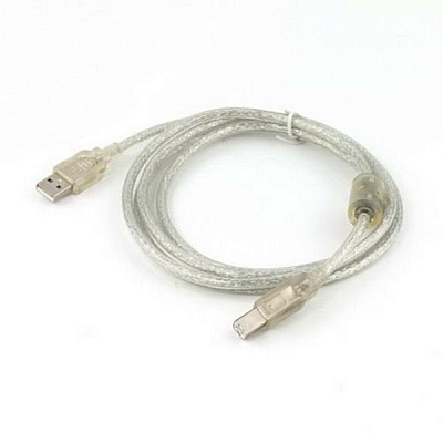 Кабель USB 2.0 Pro Cablexpert CCF-USB2-AMBM-TR-15, AM/BM, 4,5м, экран, феррит.кольцо, прозрачный, па (CCF-USB2-AMBM-TR-15)