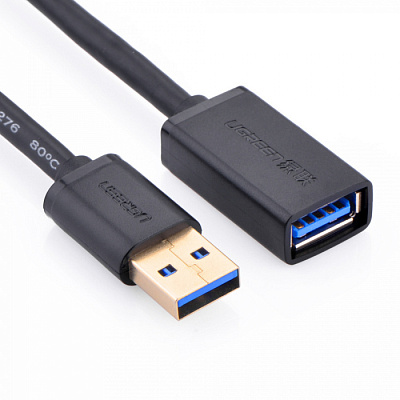 Кабель UGREEN US129 USB 3.0 Extension Male Cable 2m (Black), 10373 (10373)