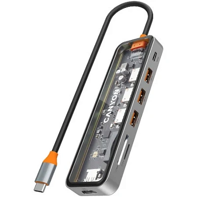 USB Хаб CANYON hub DS-13 7in1 4k USB-C Transparent Space Grey (CNS-TDS13)