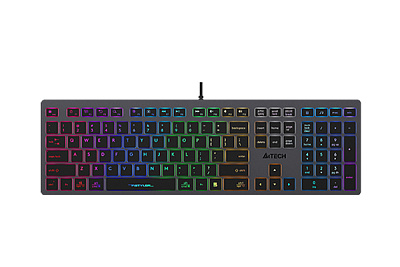 Клавиатура A4Tech Fstyler FX60H, Grey (Neon Backlit), Wired, Slim, Multimedia, USB (FX60H (GREY) (NEON BACKLIT))