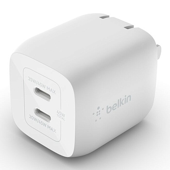 Зарядное устройство Belkin 45W PD PPS Dual USB-C Universal (WCH011vfWH)