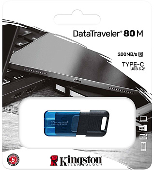 Флэш-накопитель Kingston 64Gb USB-C 3.2 Data Traveler 80M (Blue-Black) (DT80M/64GB)