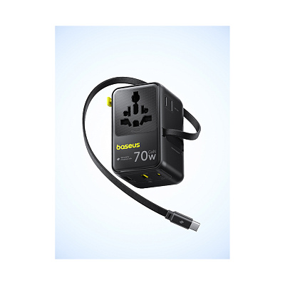 Адаптер питания Baseus EnerCore CG11 Universal Travel Adapter 70W 2AC+2U+2C Cosmic Black (E0307E00)
