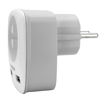 Сетевой фильтр Tessan TS-611-DE, 1 розетка, 2хUSB, Grey (TS-611-DE)