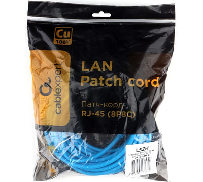 Патч-корд LSZH UTP Cablexpert, кат. 5e, 10м, синий (PP30-10M/B)