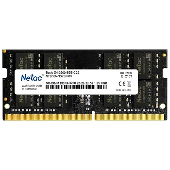 Модуль памяти для ноутбука Netac Basic, NTBSD4N32SP-08, DDR4 SO-DIMM, 8Gb, 3200Mhz, C22 (NTBSD4N32SP-08) Модуль памяти для ноутбука Netac Basic, NTBSD4N32SP-08, DDR4 SO-DIMM, 8Gb, 3200Mhz, C22 (NTBSD4N32SP-08)