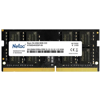 Модуль памяти для ноутбука Netac Basic, NTBSD4N32SP-08, DDR4 SO-DIMM, 8Gb, 3200Mhz, C22 (NTBSD4N32SP-08)