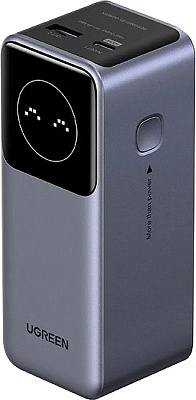 Мобильный аккумулятор UGREEN Power Bank, 12000mAh, DigitalDisplay, 100W, серый, PB724 (35526B)