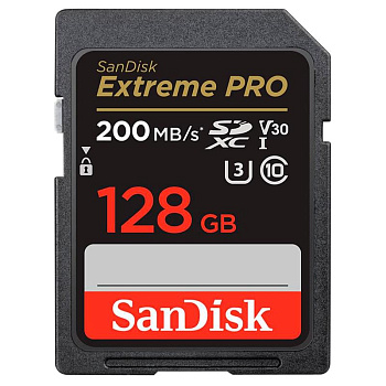 Карта памяти SanDisk 128 ГБ Extreme PRO SDXC UHS-I, V30, U3 (SDSDXXD-128G-GN4IN)