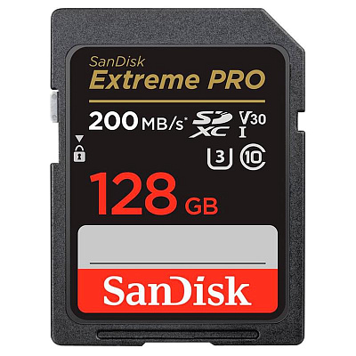 Карта памяти SanDisk 128 ГБ Extreme PRO SDXC UHS-I, V30, U3 (SDSDXXD-128G-GN4IN)