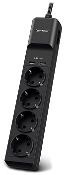 Сетевой Фильтр CyberPower P0420SUC0-DE  NEW 1,8м, 4 розетки, 10А, 350Дж, 2 USB 2,4A, черный цвет (P0420SUC0-DE) Сетевой Фильтр CyberPower P0420SUC0-DE  NEW 1,8м, 4 розетки, 10А, 350Дж, 2 USB 2,4A, черный цвет (P0420SUC0-DE)