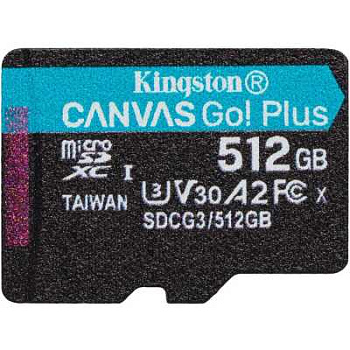 Карта памяти Kingston 512GB microSDXC Canvas Go Plus 170R A2 U3 V30 Card,без адаптера, SDCG3/512GBSP (SDCG3/512GBSP)