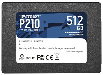 Твердотельный накопитель  512GB SSD PATRIOT P210 2.5” SATA3 R520Mb/s W430MB/s 7mm P210S512G25 (P210S512G25)
