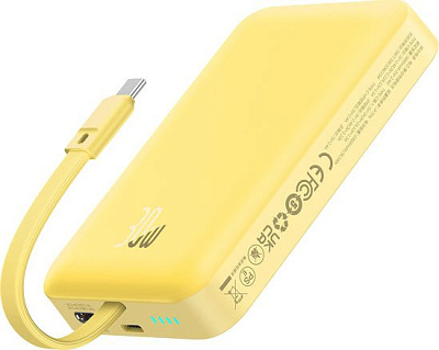 Портативный внешний аккумулятор Baseus Magnetic Mini, 10000mAh 30W - Lemon Yellow (P1002210BY23-00)