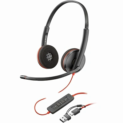 Гарнитура проводная Poly Blackwire 3220 USB-C + адаптер USB-A (8X228AA)