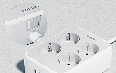 Сетевой фильтр Tessan TS-PS01DE00, 2м, Grey (TS-PS01DE00)