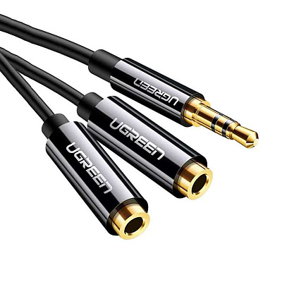 Кабель Ugreen AV134, Audio(m) 3.5mm - 2*Audio(f) 3.5mm сплиттер для наушников (20816)