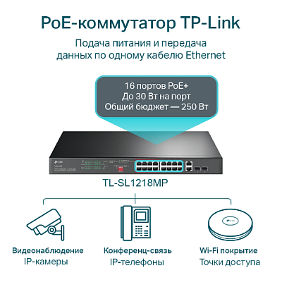Коммутатор TP-Link TL-SL1218MP (TL-SL1218MP(UN) V2.2/TL-SL1218MP(UN) V4.0)