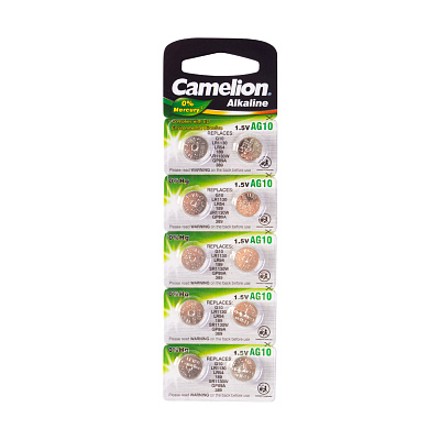 Батарейка CAMELION Alkaline AG10-BP10(0%Hg) 10 шт. в блистере (AG10-BP10(0%Hg))