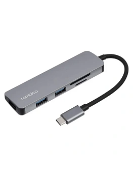 USB Хаб 5-port USB 3.0 Rombica Type-C Foris TC-00268, Silver (TC-00268)