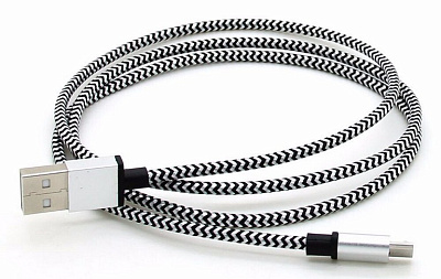Кабель USB 2.0 Cablexpert CC-mUSB2sr1m, USB-MicroUSB, 1м, нейлоновая оплетка, алюм разъемы, серебри (CC-mUSB2sr1m)