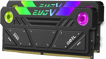 Оперативная память с RGB подсветкой 32GB Kit (2x16GB) GEIL EVO V RGB 7200Mhz DDR5 Black  (GESG532GB7200C36ADC) Оперативная память с RGB подсветкой 32GB Kit (2x16GB) GEIL EVO V RGB 7200Mhz DDR5 Black  (GESG532GB7200C36ADC)